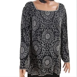 Elegant Vintage Jakelin Designs Black Beaded Top.    sz XL